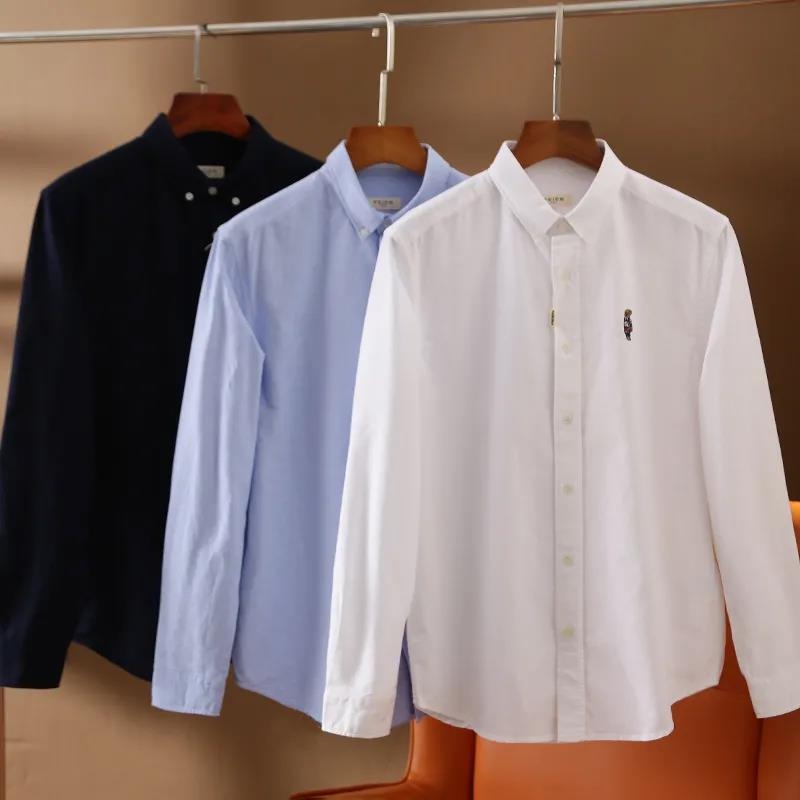 Cămașă de bărbați cu mâneci lungi, 100% bumbac Oxford, guler ascuțit