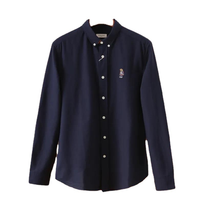 Cămașă de bărbați cu mâneci lungi, 100% bumbac Oxford, guler ascuțit