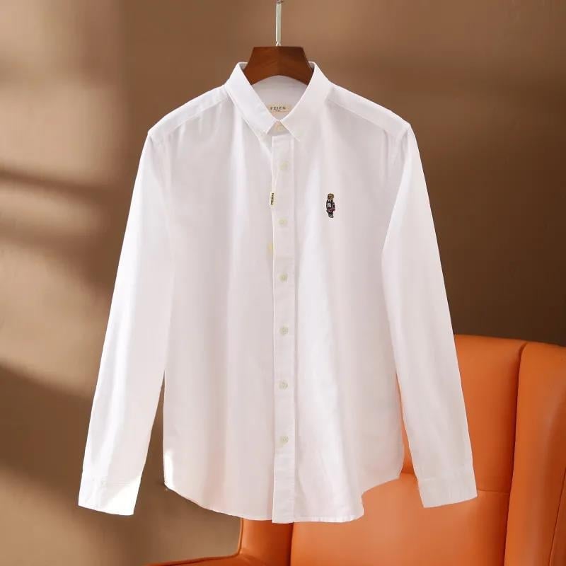 Cămașă de bărbați cu mâneci lungi, 100% bumbac Oxford, guler ascuțit