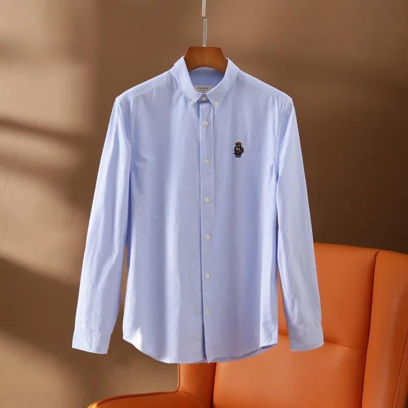 Cămașă de bărbați cu mâneci lungi, 100% bumbac Oxford, guler ascuțit