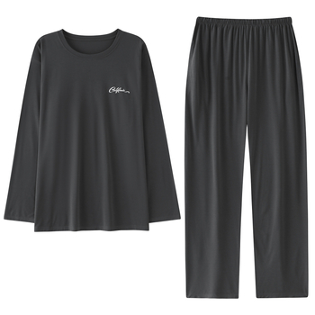 Set pijamale din modal pentru bărbați – guler rotund, mânecă lungă, grosime medie 181–200 g/m2, primăvară-toamnă