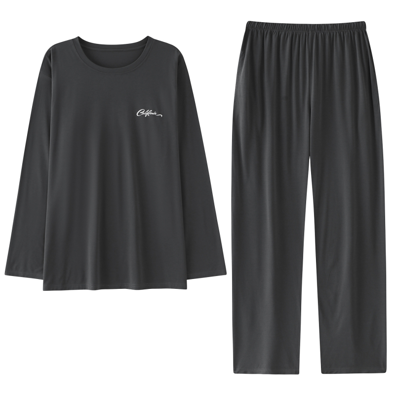 Set pijamale din modal pentru bărbați – guler rotund, mânecă lungă, grosime medie 181–200 g/m2, primăvară-toamnă