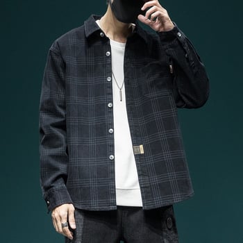 Muška košulja s kariranim uzorkom u japanskom stilu, udoban široki kroj, dugi rukavi, zimska podstava od flisa, casual radna jakna, retro stil.