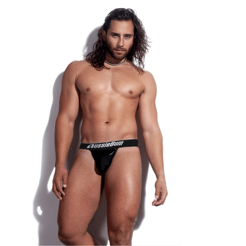 G-string masculin cu buzunar în formă de U, talie joasă, material poliester amestec