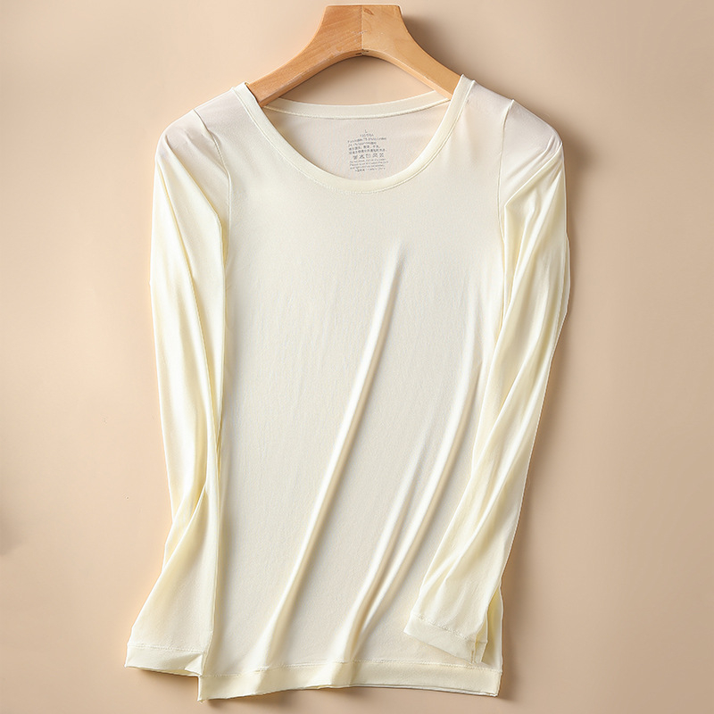 Дълъг ръкав базов топ от акрил, ултра тънък 81–100 г/м², съдържание 50–70% акрил, кръгло деколте, може да се носи и като външна дреха