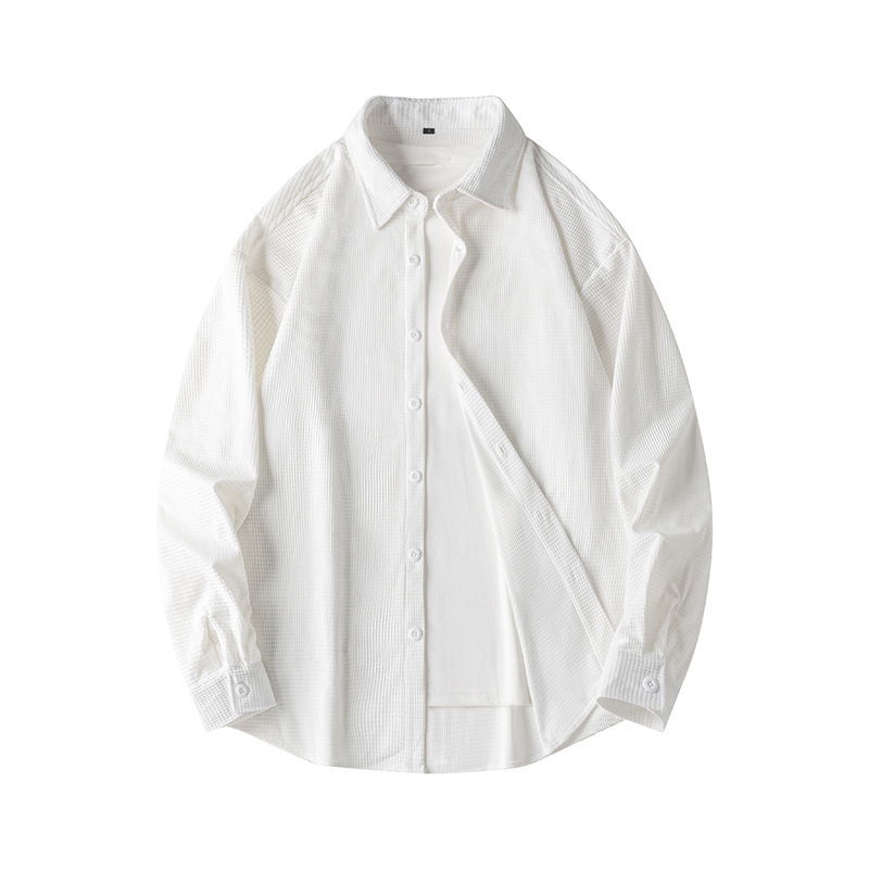 Cămașă corduroy, rever cu guler, mâneci lungi, culoare solidă, croială slim, poliester 96%+