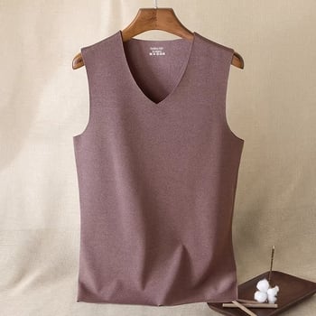 Vyrų be rankovių liemenė su V formos kaklu iš kationinio poliesterio audinio, tankus 251–300 g/m2, ruduo–žiema