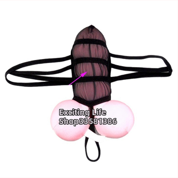 Vyriski tinkliniai tangai su permatiniu dizainu ir U formos kišene, poliesterio turinys 30–50%, įpakuota į maišelį, 2024 m. pavasaris