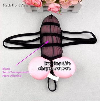 Vyriski tinkliniai tangai su permatiniu dizainu ir U formos kišene, poliesterio turinys 30–50%, įpakuota į maišelį, 2024 m. pavasaris