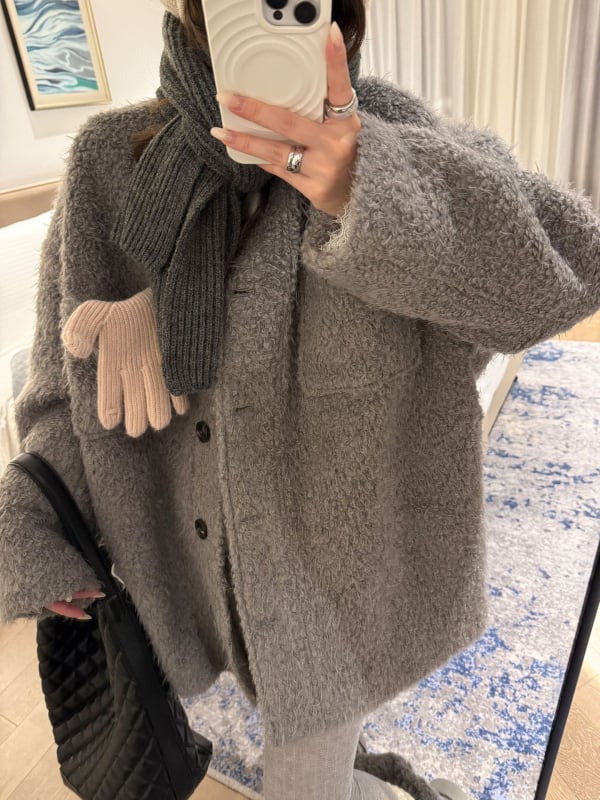 Sieviešu vilnas maisījuma mētelis, brīvs piegriezums, vidēja garuma, bieza siltums, japāņu-korejiešu brīvā stila, 50-70% vilna