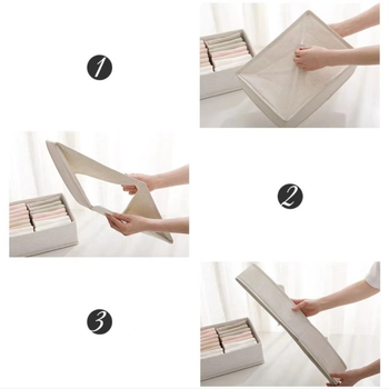 Kojinių ir apatinių drabužių laikymo dėžutė iš medvilnės ir lino, sulankstoma, plaunama, be dangtelio