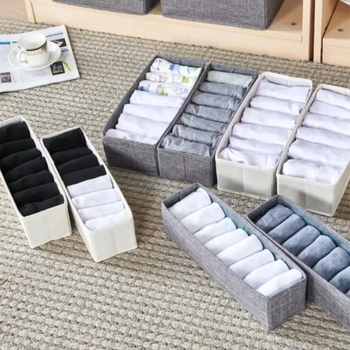 Kojinių ir apatinių drabužių laikymo dėžutė iš medvilnės ir lino, sulankstoma, plaunama, be dangtelio