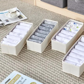 Kojinių ir apatinių drabužių laikymo dėžutė iš medvilnės ir lino, sulankstoma, plaunama, be dangtelio