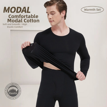 Vīriešu termiskais komplekts apģērbam — modal audums, kokvilnas oderējums, plāns materiāls, vidēja siltuma īpašība, slaids griezums