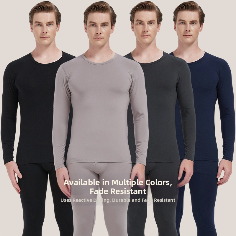 Pánsky termálny set spodného oblečenia — modalová tkanina, bavlnená podšívka, tenký materiál, stredná tepelná izolácia, úzky strih