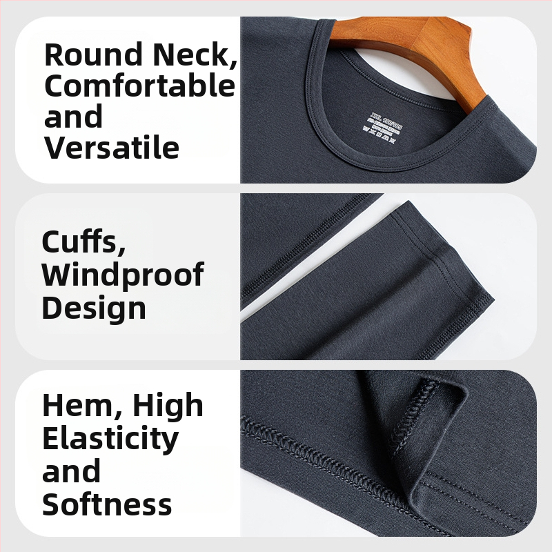 Pánsky termálny set spodného oblečenia — modalová tkanina, bavlnená podšívka, tenký materiál, stredná tepelná izolácia, úzky strih