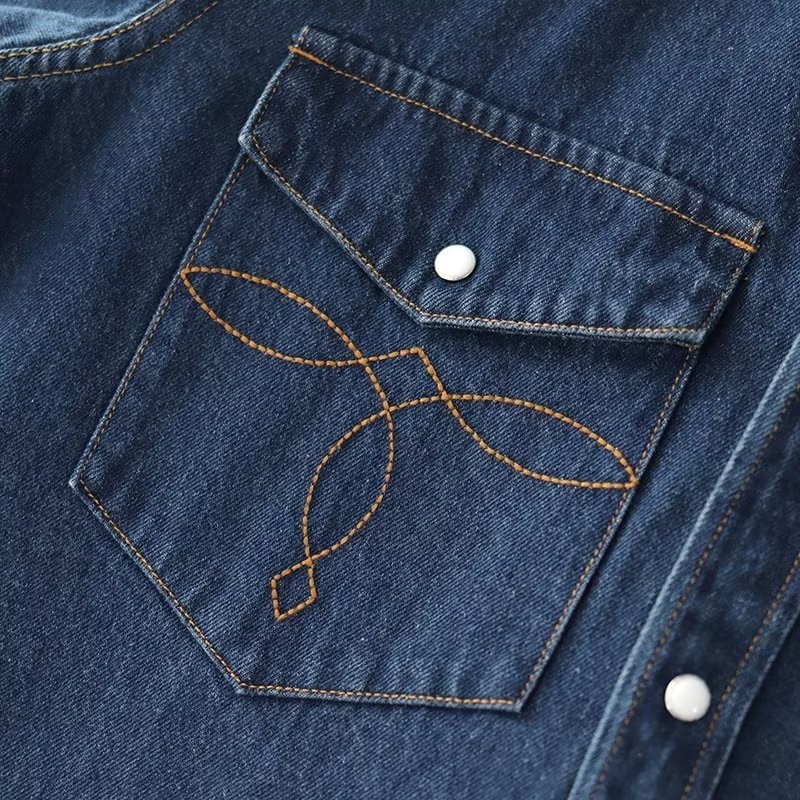 Muška denim košulja- jakna, pamuk, labav kroj, dugi rukavi