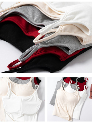 Ženski camisole bez rukava, slim fit, pamuk-elastična smjesa, s umetcima za dojke, ljeto 2025