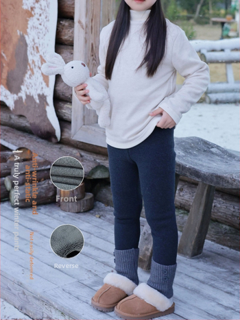 Mergaitei žieminiai medvilnės mišinio veliūro pūkuotų leginsų, 93% medvilnė, vidurinės juosmens, pilnas ilgis, elastinė juosta, anti‑statiniai, 3–8 metų