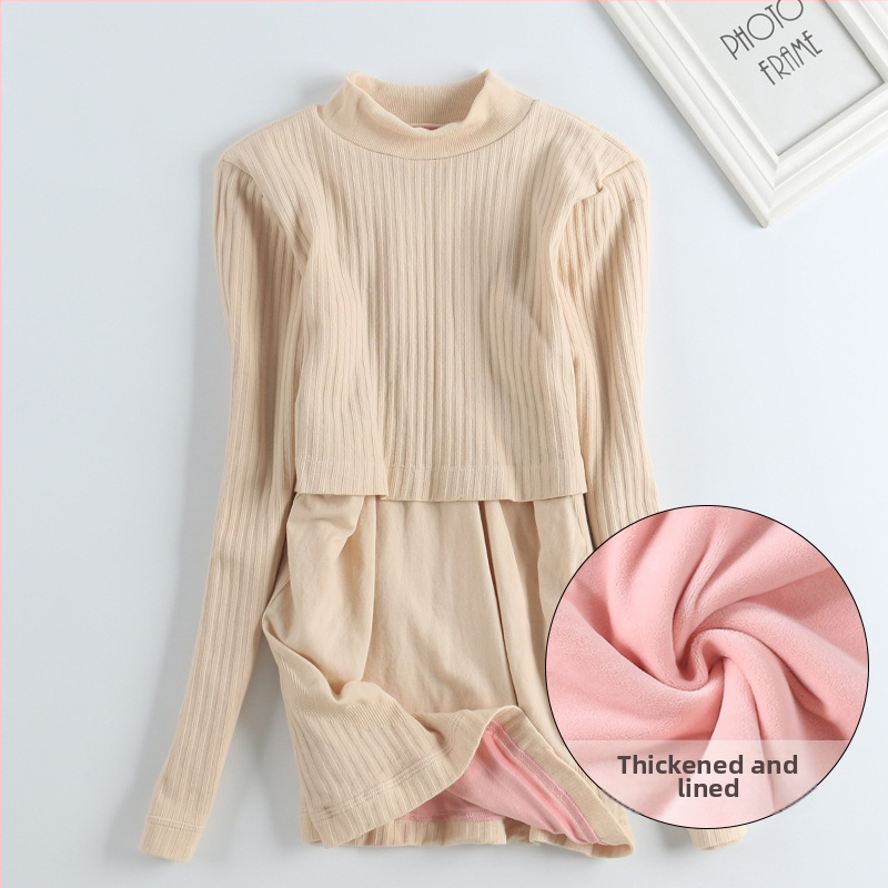 Nėščiųjų slaugos palaidinė su gobtuvu – nailono-kokvilės mišinys, ilgomis rankovėmis, siauras kirpimas, rudens–žiemos sezonas