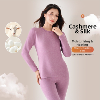 Ziemas vilnas un zīda termo apģērbu komplekts ar pašsildējošu plāksteri, vīriešiem un sievietēm, ārkārtīgi biezs audums