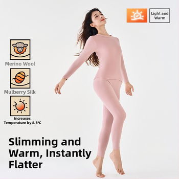 Ziemas vilnas un zīda termo apģērbu komplekts ar pašsildējošu plāksteri, vīriešiem un sievietēm, ārkārtīgi biezs audums