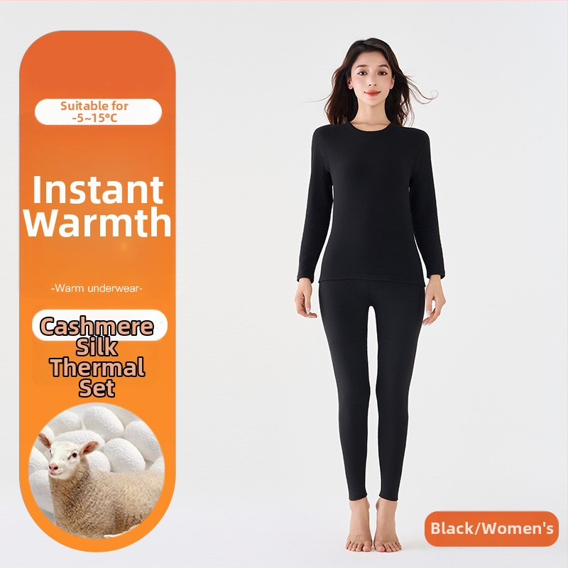 Ziemas vilnas un zīda termo apģērbu komplekts ar pašsildējošu plāksteri, vīriešiem un sievietēm, ārkārtīgi biezs audums