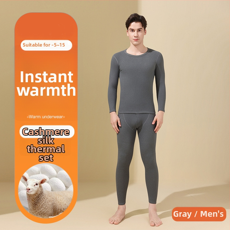 Ziemas vilnas un zīda termo apģērbu komplekts ar pašsildējošu plāksteri, vīriešiem un sievietēm, ārkārtīgi biezs audums