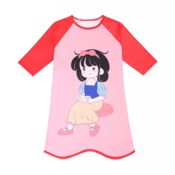 Mergaitei Milk Silk naktinukė – Cartoon raštas, Princesės stilius, 3–8 metų amžiaus, Vasara ir Pavasaris (Medžiaga: Milk Silk; 100% Poliesteris)