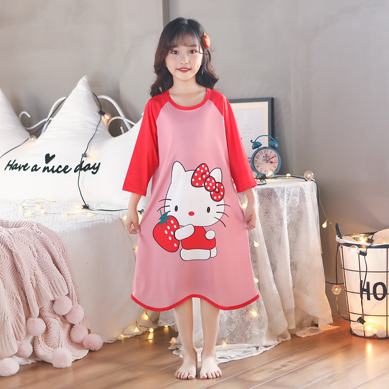 Mergaitei Milk Silk naktinukė – Cartoon raštas, Princesės stilius, 3–8 metų amžiaus, Vasara ir Pavasaris (Medžiaga: Milk Silk; 100% Poliesteris)