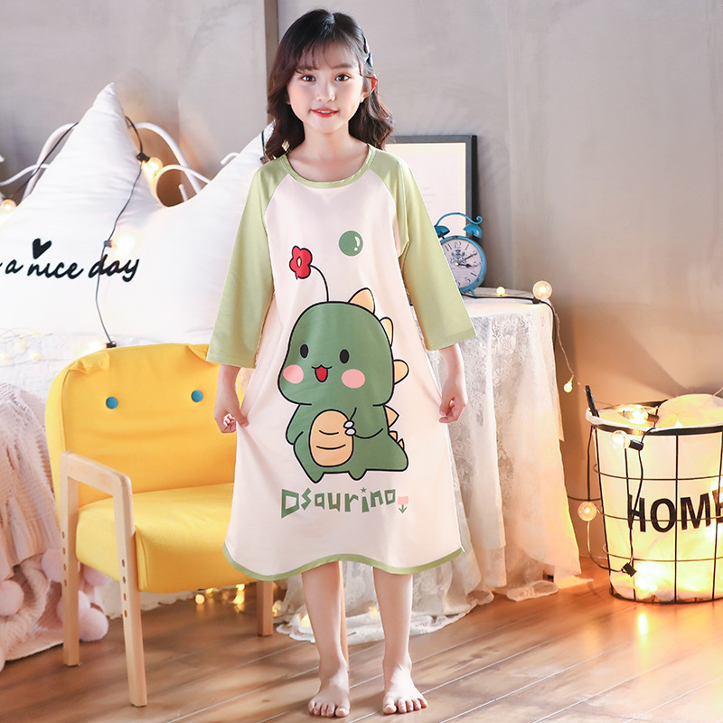 Mergaitei Milk Silk naktinukė – Cartoon raštas, Princesės stilius, 3–8 metų amžiaus, Vasara ir Pavasaris (Medžiaga: Milk Silk; 100% Poliesteris)