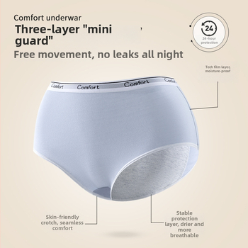 Moteriškos menstruacijų kelnaitės, aukštos liemens, pilnas klubų danga, antibakterinė medvilninė įdėkla, pagrindinis audinys 95–100% medvilnė