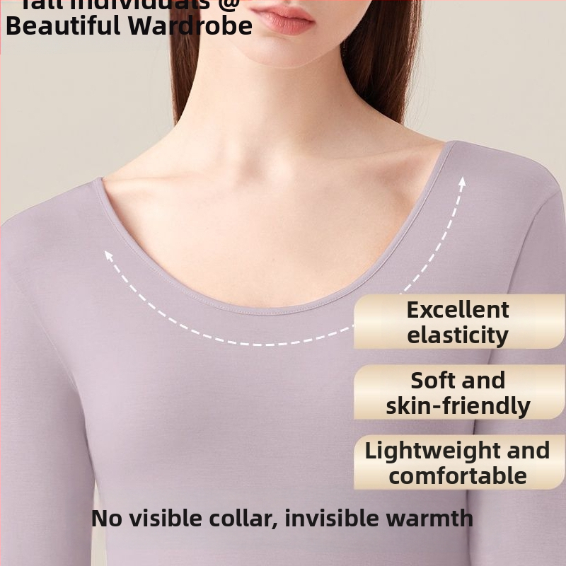 Dámske termálne spodné prádlo s predĺženou líniou, čistá bavlna, pružné, úzky strih, okrúhly výstrih