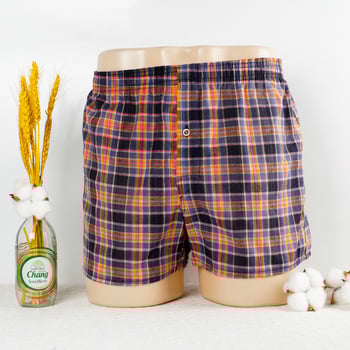 Férfi pamut szövött boxer briefs, lélegző középmagas derekú alsónemű, pamut ágyék alatti bélés, mintázatok: virágos, geometriai, kockás, csíkos