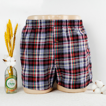 Férfi pamut szövött boxer briefs, lélegző középmagas derekú alsónemű, pamut ágyék alatti bélés, mintázatok: virágos, geometriai, kockás, csíkos