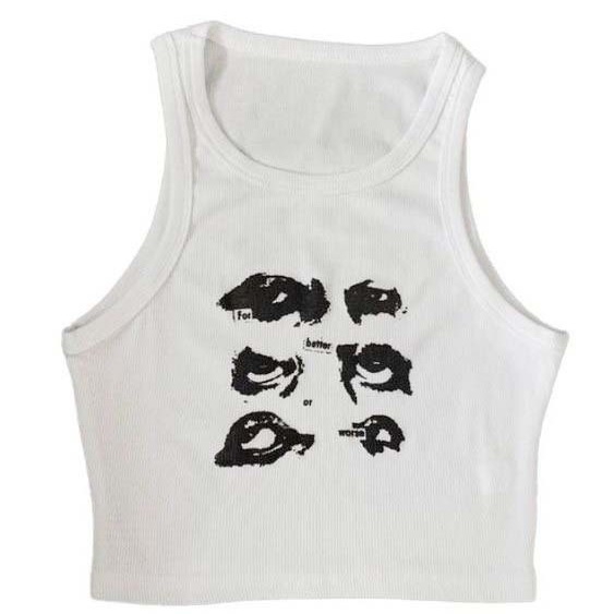 Ženski bezrukavni T-shirt – ispis Goth stila, uski kroj, poliester materijal, mikroelastičnost, široke ramene