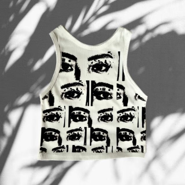 Ženski bezrukavni T-shirt – ispis Goth stila, uski kroj, poliester materijal, mikroelastičnost, široke ramene