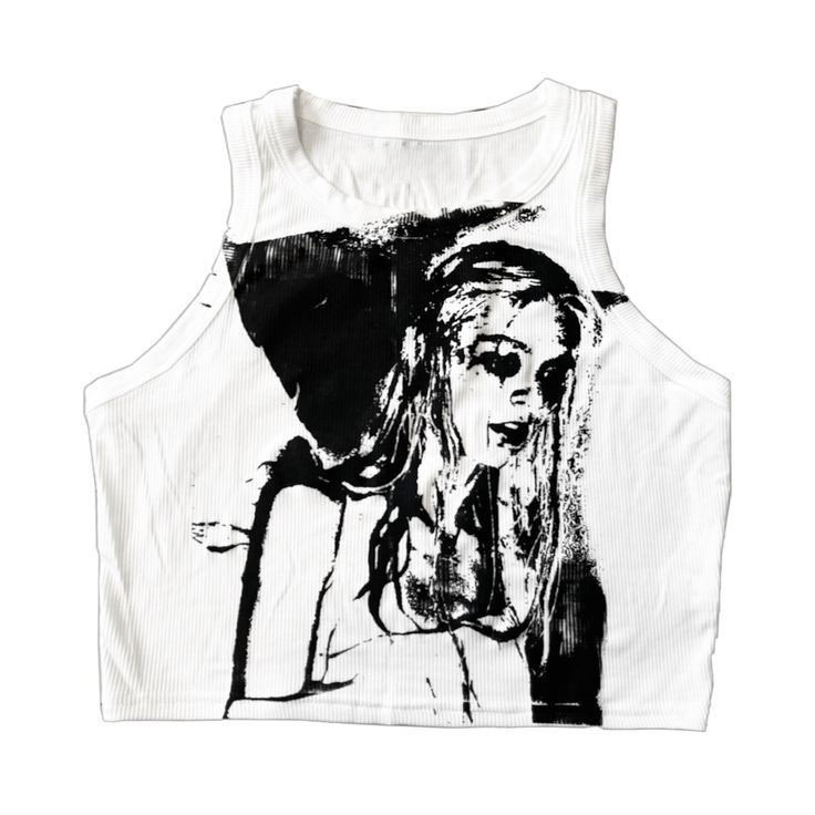 Ženski bezrukavni T-shirt – ispis Goth stila, uski kroj, poliester materijal, mikroelastičnost, široke ramene