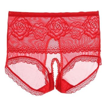 Csipkés magas derekú bugyi nyitott ágyékkal, Jacquard szövés, viszkóz 60%, varrás nélküli