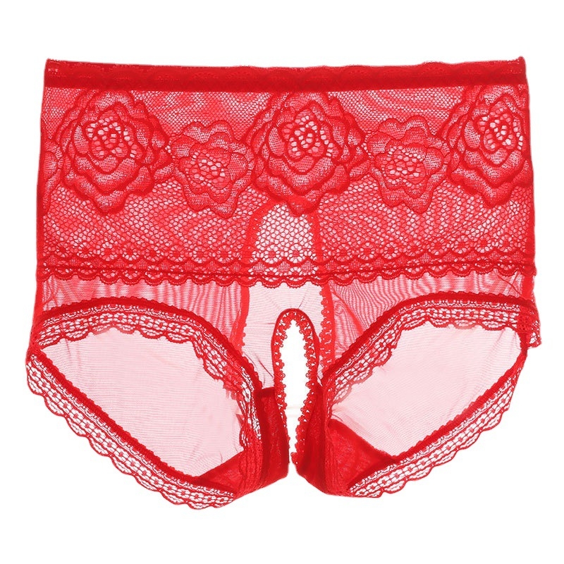 Csipkés magas derekú bugyi nyitott ágyékkal, Jacquard szövés, viszkóz 60%, varrás nélküli