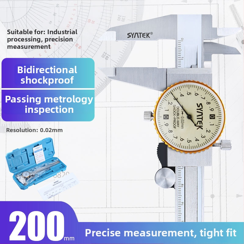 Dial tolómérő, ipari minőségű rozsdamentes acél, nagy pontosság, tartomány 0-150-200-300 mm