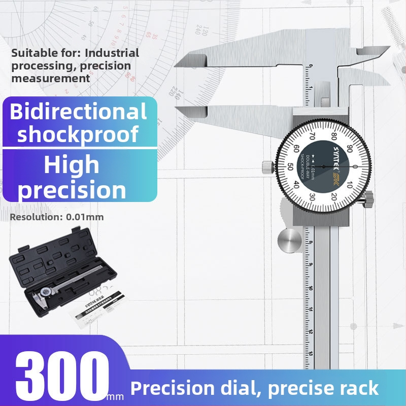 Dial tolómérő, ipari minőségű rozsdamentes acél, nagy pontosság, tartomány 0-150-200-300 mm