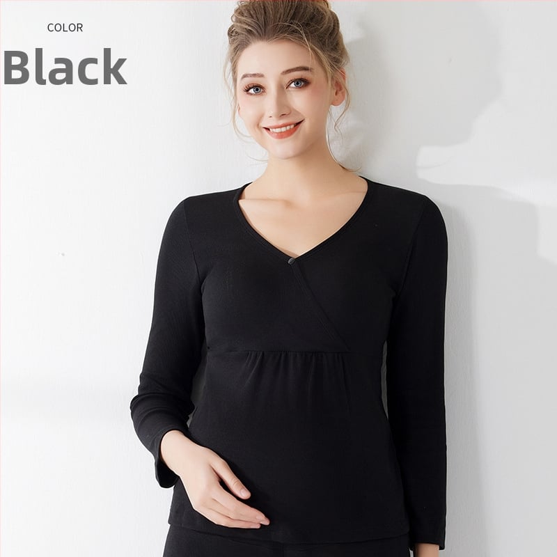 Βαμβαρινό τοπ θηλάσμου με κουκούλα για μητρότητα και λοχεία, απλό καθημερινό στυλ, μακριά μανίκια, μεσαίο βάρος υφάσματος