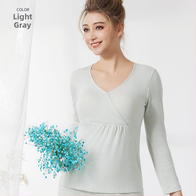 Βαμβαρινό τοπ θηλάσμου με κουκούλα για μητρότητα και λοχεία, απλό καθημερινό στυλ, μακριά μανίκια, μεσαίο βάρος υφάσματος