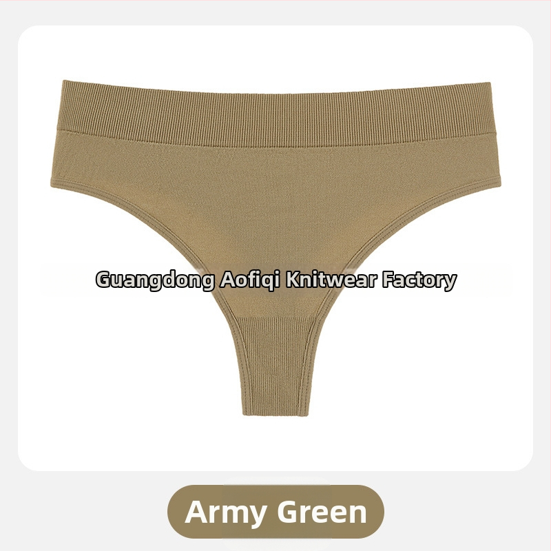 Moterų T tipo kelnaitės su vidutiniu juosmeniu, megztas nailono audinys, kvėpuojančios, medvilninis įdėklas