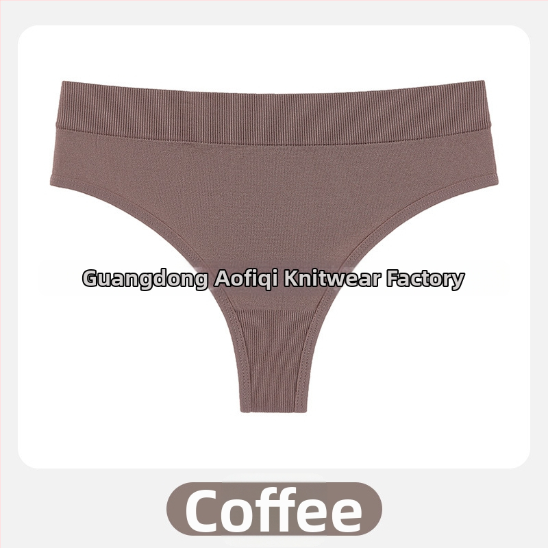 Moterų T tipo kelnaitės su vidutiniu juosmeniu, megztas nailono audinys, kvėpuojančios, medvilninis įdėklas