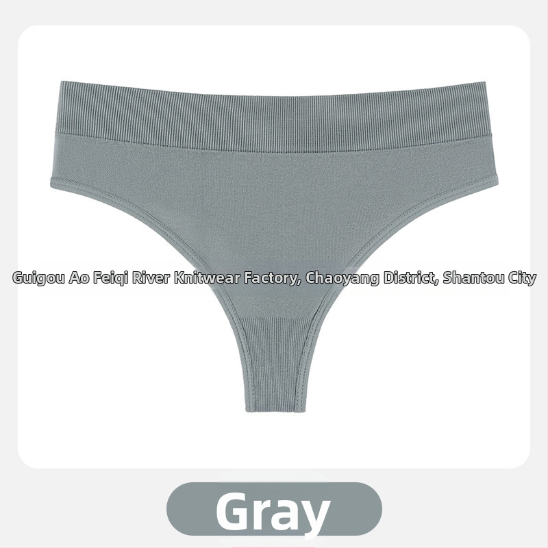 Moterų T tipo kelnaitės su vidutiniu juosmeniu, megztas nailono audinys, kvėpuojančios, medvilninis įdėklas