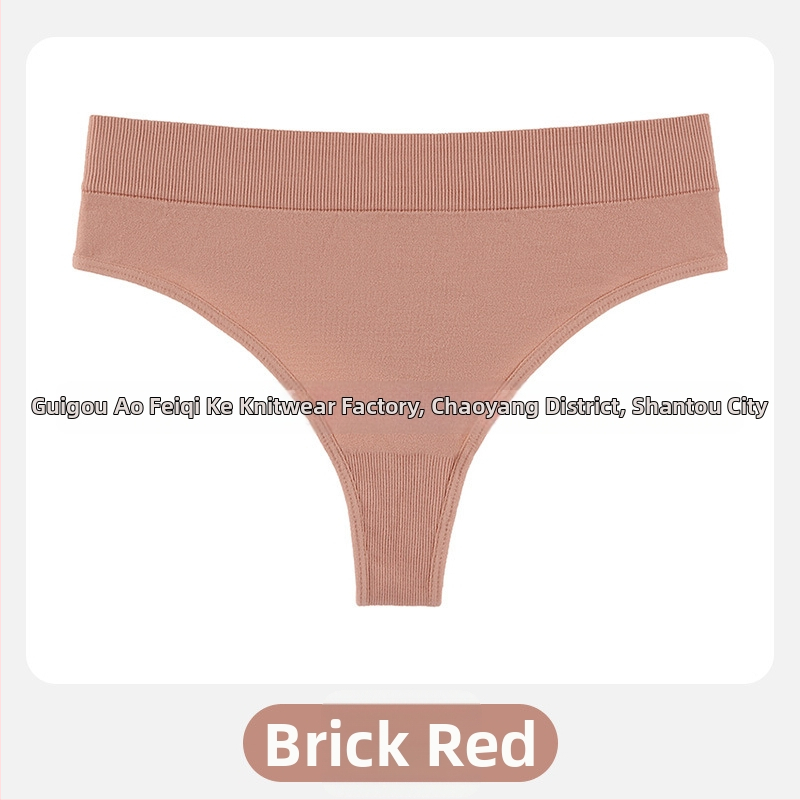 Moterų T tipo kelnaitės su vidutiniu juosmeniu, megztas nailono audinys, kvėpuojančios, medvilninis įdėklas