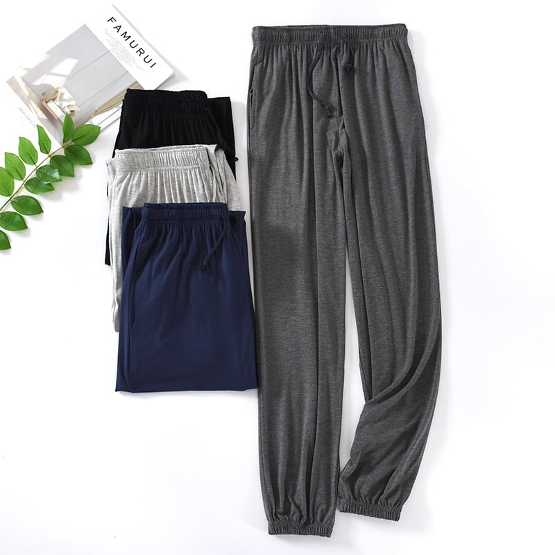 Vīriešu Modal ledus zīda pidžamu bikses - vieglas, elpojošas, antibakteriālas, piemērotas vasai, mājām un ārpus telpām