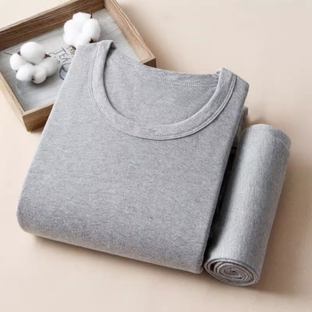 Vīriešu 100% kokvilnas termālais komplekts — tops ar apļu kaklu un augstu jostu, plāns pamatslānis, antibakteriāls, antistatiskas īpašības